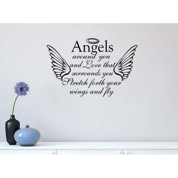 Angels around you and love that surrounds you 23 x 15 Vinyl wall quote decal sticker church religious calligraphy Corinthians Decal Art Decor Motivational Inspirational Decorative lettering