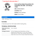 thumbnail image 2 of Front and Rear Brake Pad and Rotor Kit - Compatible with 2008 - 2010 Nissan TITAN 2009, 2 of 2