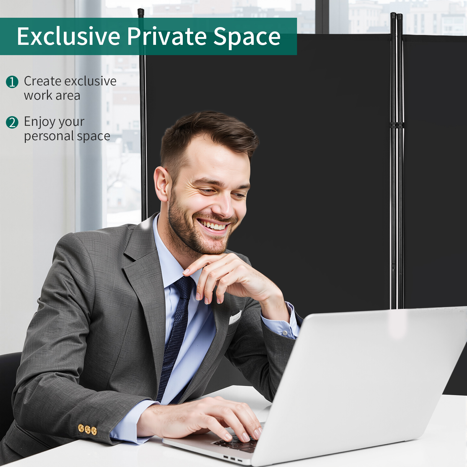 PayLessHere 3-Panel Folding Privacy Screen, 6 Ft Portable Room Divider for Separating Spaces,102" W x 70" H Freestanding Partition Room Panel,Black