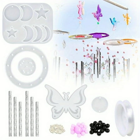 Butterfly Resin Molds 88 Pcs, Silicone Wind Chime Casting Molds for Epoxy Resin Craft, Complete DIY Wind Chime Making Kit with Butterfly Designs