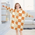 thumbnail image 5 of FORMRS Wearable Blanket Hoodie with Sleeves for Kids Cozy Flannel Sweatshirt, Orange Checkered Pattern, 5 of 7