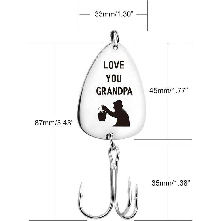 Love You Grandpa Engraved Fishing Hook with Gift Box Metal Treble Fishhooks  Fishing Circle Hook with Gift Box Fishing Lures Hook Fishing Tackle for  Father's Day Birthday Gift 