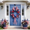 thumbnail image 5 of 4th of July Door Cover Decoration,250 Anniversary Patriotic Door Cover,Red Blue and White American Flag Bow Door Banner,Veterans Day Memorial Day Decor,Independence Day Party Supplies(2D, 35x70 inch), 5 of 6
