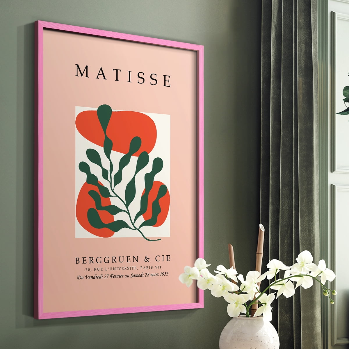 Matisse CDLXXII in Pink Solid Wood Framed Print No Nail Hanging