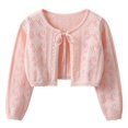 thumbnail image 2 of KAUOD Baby Girls Cardigan Sweater Bolero Shrug Toddler Kids Knit Sweater Lace 𝐔p Long Sleeve Cropped Dress Up Jacket Top, 2 of 9