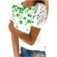 thumbnail image 1 of Camisas de Manga Corta para las Mujeres Impresión Cuello Redondo Suéter Encaje Blusa, Top Casual para el Hogar Y Diario, 1 of 1
