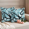 thumbnail image 2 of Aqua Geometric Outdoor Waterproof Pillow Covers, Modern Black White Striped Abstract Lines Decorative Square Throw Pillowcase Sofa Cushion Sham for Patio/Couch/Chair, 16"x16" 2 Pack, 2 of 8