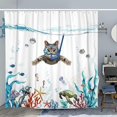 thumbnail image 2 of Shower Curtain 180 x 180 cm Diving Cat Ocean Print Waterproof Bath Curtain Washable Anti Quick Dry Polyester Fabric Bathroom Accessory with 12 Hooks, 2 of 4