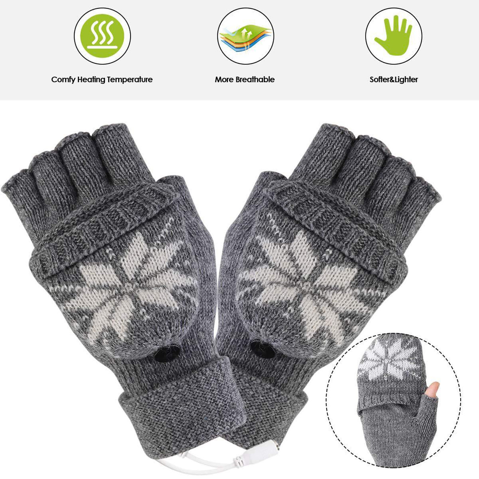 Electric Heated Gloves Outdoor Winter Warmer Leather Rechargeable.Li-ion Battery 