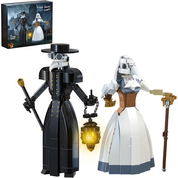 TRAHOO-Plague Doctor Horror Building Block Set,Compatible with Lego,Toys Sets Home Decor with Light,Creative Christmas Birthday Toy Ornaments Gift for Girls and Boys 6+ Movie tv Fans(500pcs)