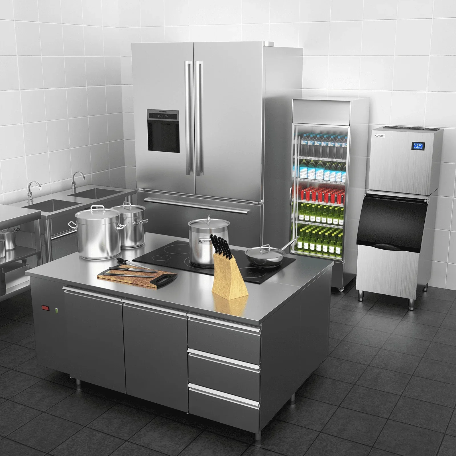 RICODO Commercial Ice Maker Machine 500LBS/24H with 350lbs Ice Bin, Nugget & Clear Cube Pellet Ice, Fast Ice Production in 8-15 Minutes, Efficient & Reliable for Restaurants