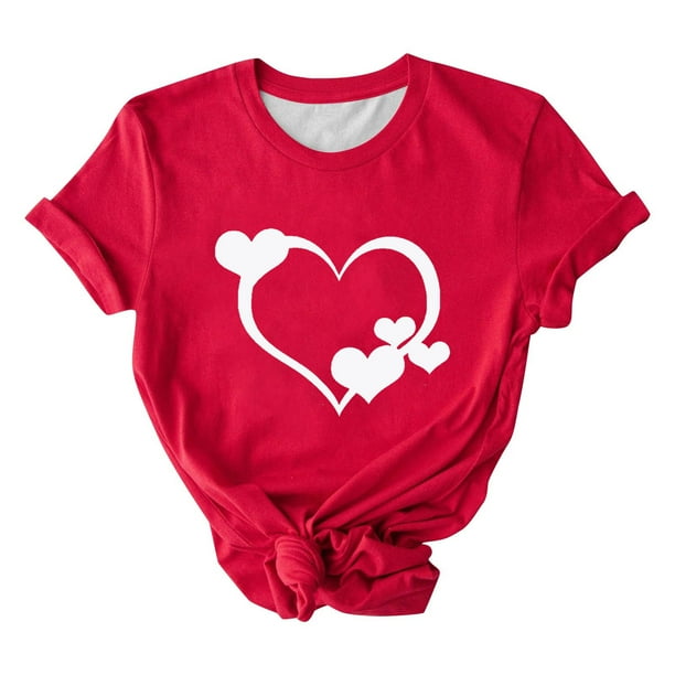 Pantalones Cortos para las Mujeres Sexy Impreso Suéter Superior, Día de San Valentín Casual Cuello Redondo Blusa Tee