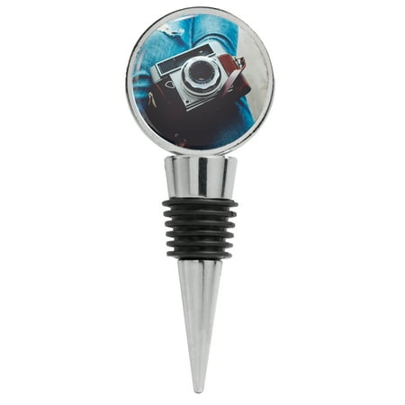 

Photograph of Vintage Camera on Blue Jeans Wine Stopper