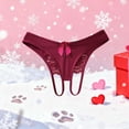 thumbnail image 2 of Womens Seamless Underwear Sexy Bow Tie Crotchless Underwear Lace Cutout Sheer Panties Naughty Soft Thongs Stretch Erotic Briefs Low Waist Thong, 2 of 9