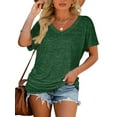 thumbnail image 5 of Women's V Neck Oversized T-Shirts Summer Short Sleeve Shirts Loose Casual Tops Tee, 5 of 6