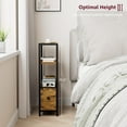 thumbnail image 4 of Skinny Side Table with Storage - Narrow End Table for Small Space Bedroom Living Room Slim Bedside Tables Thin Nightstands Set of 2, Farmhouse Brown (06BN2), 4 of 7