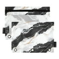 thumbnail image 2 of 2 Pack Pencil Pouch for 3 Ring Binder Smooth Zipper Folders with Pockets Clear Window Pencil Case White Black Marble Texture, 2 of 6