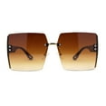 thumbnail image 2 of Womens Glitter Luxe Rimless Chic Butterfly Designer Sunglasses All Brown, 2 of 4