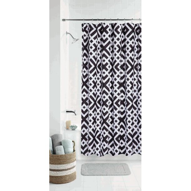 Mainstays Interlocking Geo Coordinating Fabric Shower Curtain