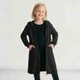 thumbnail image 2 of HNMKIU Girls Fall Winter Loose Fit Zip Up Long Cardigan Hooded Sweatshirt Jacket 3-13 Years Girls Zip Up Hoodie Black-1,6-7 Years, 2 of 5