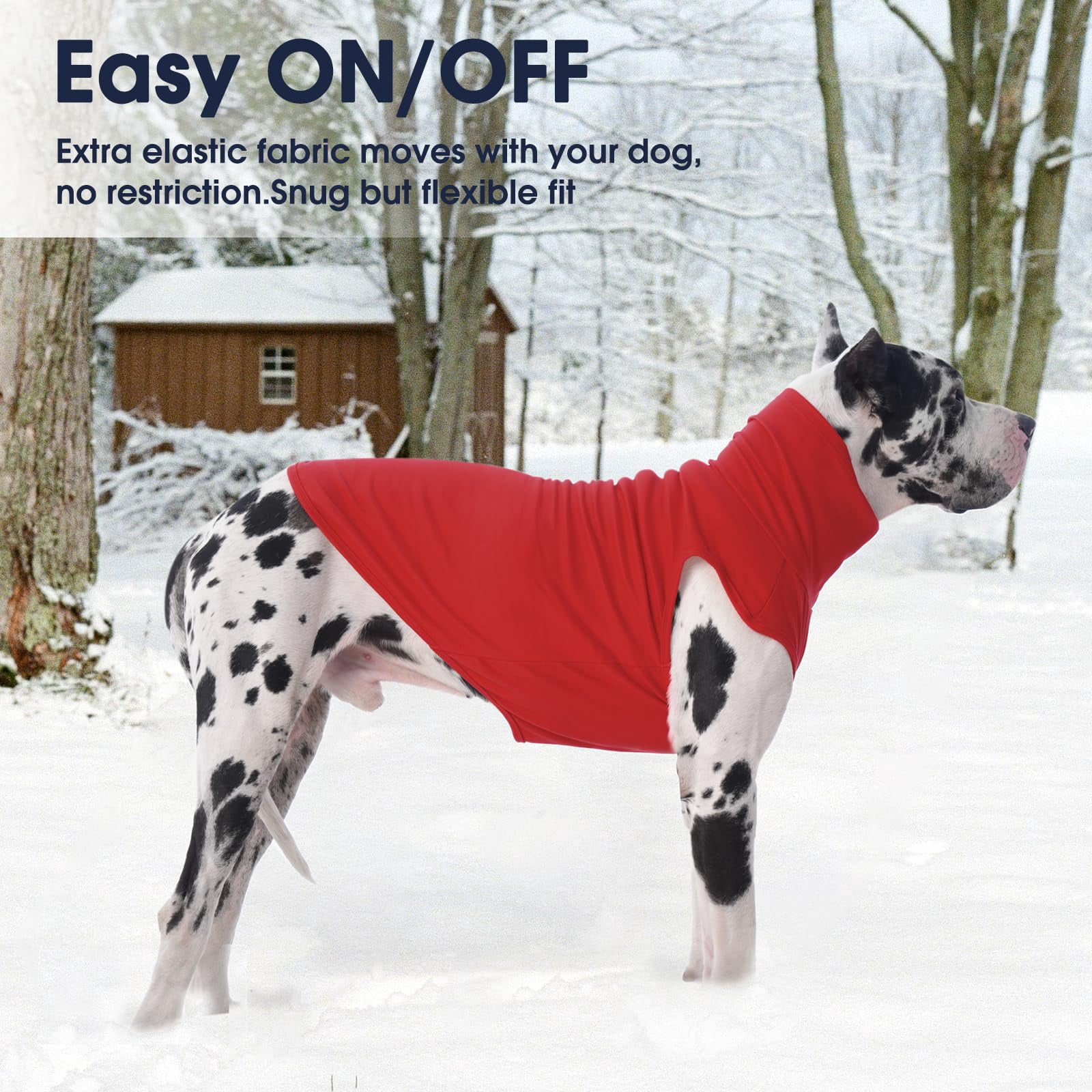 IECOii Dog Fleece Vest Sweater - Stretch Warm Pullover with Turtleneck, Blue,Large, Easy On/Off Winter Dog Sweater for Medium Large Dogs Girl Boy, Winter Fall Jumpsuit with High Neck