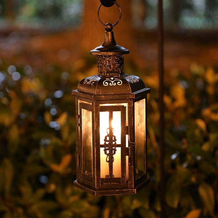 Lanterns Decorative Indoor Hanging Lantern Outdoor, Vintage Metal Black