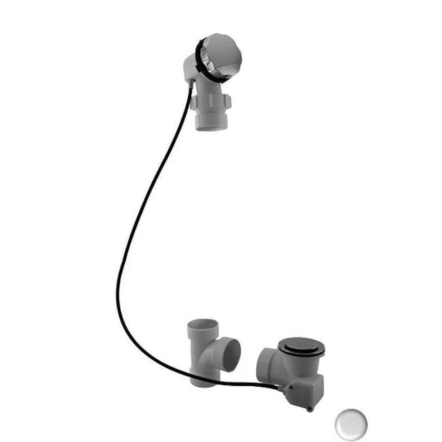 Westbrass D50P45BJ-50 Ball Joint Head PVC Cable Drive Bath Waste and Overflow - Powder Coat White