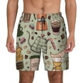 thumbnail image 3 of Uemuo Coffee Makers Macaroons Chocolate Pattern Mens Swim Trunks Quick Dry Board Shorts with Mesh Lining, Stretch Beach Shorts Quick Dry No-Chafing Board Shorts-Large, 3 of 9