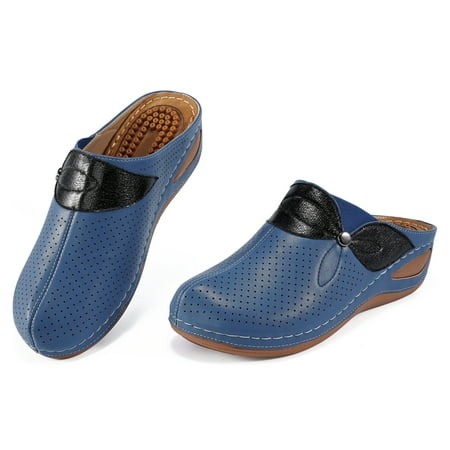 

Alicegana Womens Casual Wedge Sandals Womens Mules Slip on with Arch Support Shoes Massage Function