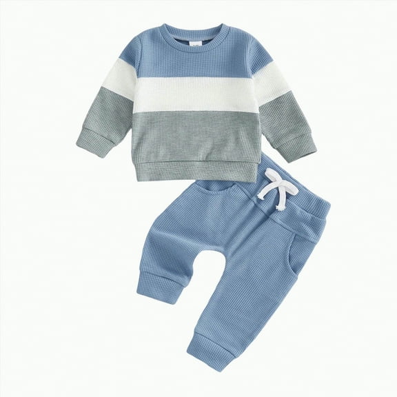 TAmten 18 Month Boy Clothes Fall Winter Clothes Dads Little Dude Long Sleeve Shirt Pants Set Newborn Clothes Set(Blue,6-12 Months)