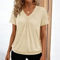 thumbnail image 2 of MEICHEN Womens Tops Short Sleeve V Neck T Shirts Summer Beach Vacation Clothes Casual Loose Ruched Blouse, 2 of 6