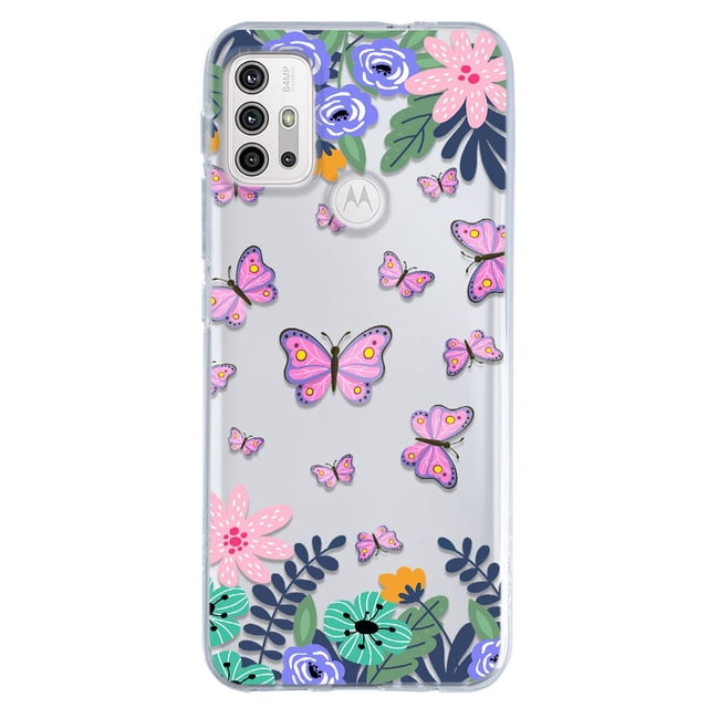 Funda para Moto G20 Mariposas y Flores Uso Rudo InstaCase Protector para Moto G20 Antigolpes