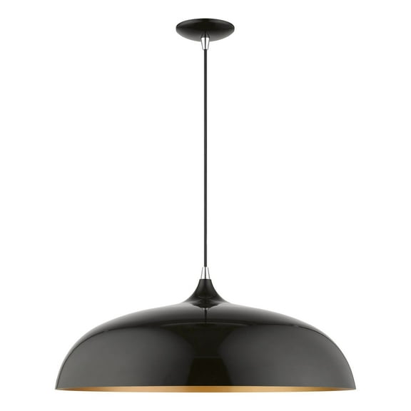 49234-68 Livex Lighting Amador - 3 Light Large Pendant In Transitional Style-15.75 Inches Tall and 23.75 Inches Wide-Shiny Black/Polished Chrome
