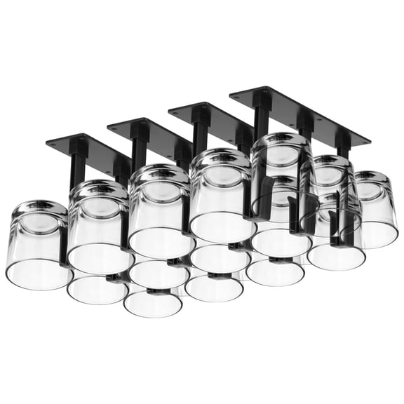 Wine Glass Rack 4 Pack, Under Cabinet Stemware Organizer with Inverted Hanging Design, Dustproof Cup Storage Holder for Kitchen Bar, Screws & Glue Included