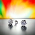 thumbnail image 5 of Stud Earrings Women Floral Round CZ Diamond Present Wedding Engagement Party Gift Circle Bridal Gift Minimalist Handmade Gift-10x10 mm, 5 of 7