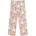 thumbnail image 5 of HPINK-T White Ducks Floral Women's Long-Sleeve Shirt And Full-Length Bottom Pajama Set, 5 of 6