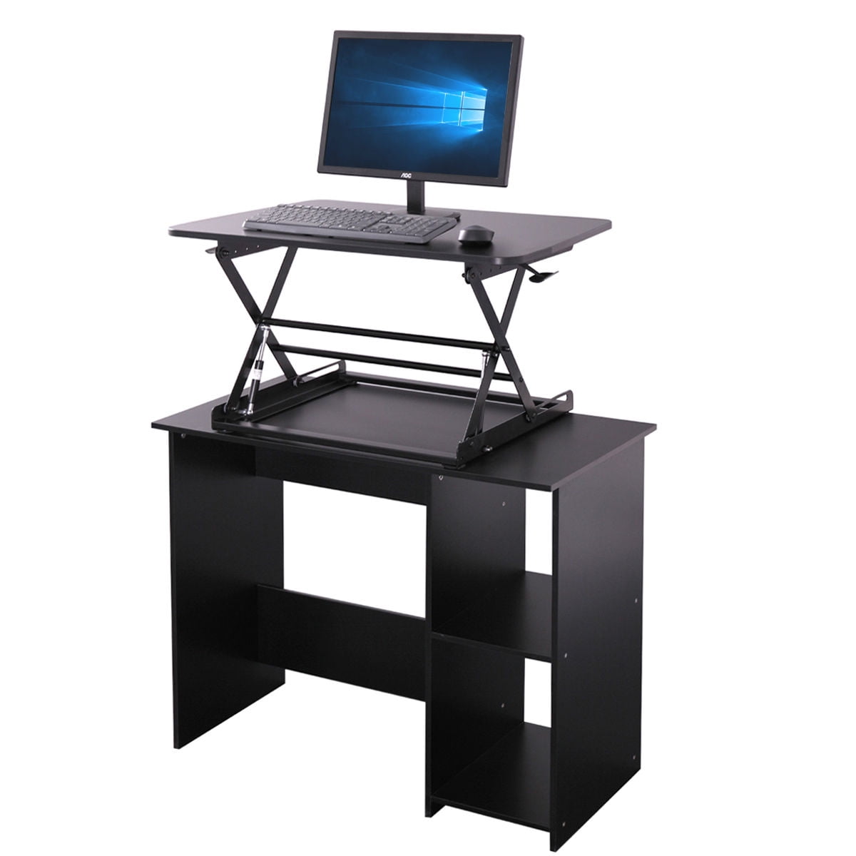 Black Ergonomic 30 Wide Adjustable Height Standing Desk Riser