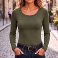 thumbnail image 3 of Stamzod Long Sleeve Shirts for Women U-Neck Slim Fitted Tops Casual Base Layer Undershirts Fall Fashion, 3 of 10