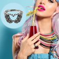 thumbnail image 4 of Femmes Unisexes Mode Tête Squelette Bracelet Coeur Amour Anneau Accessoires, 4 of 5