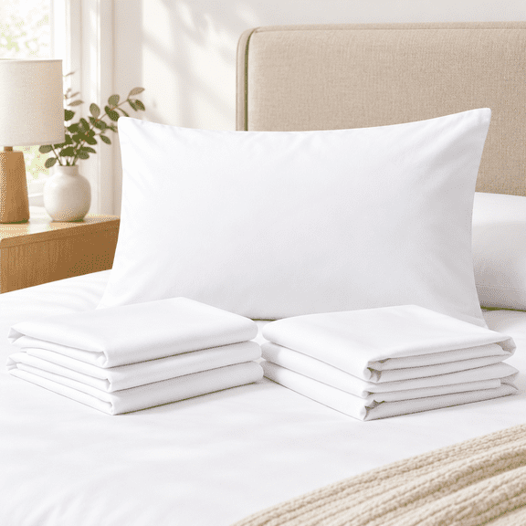 Standard (20x26 inches) 4 Pack White Microfiber Pillowcases with Envelope Closure