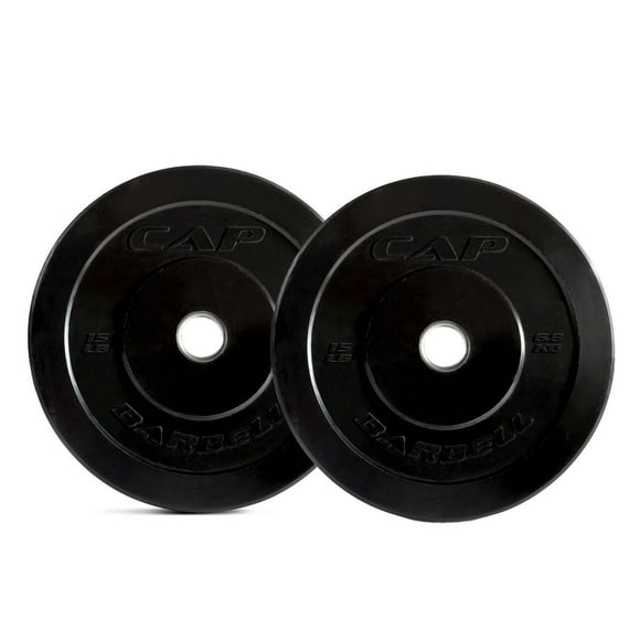 CAP Strength Olympic Rubber Bumper Plate Set, 15 lb Pair