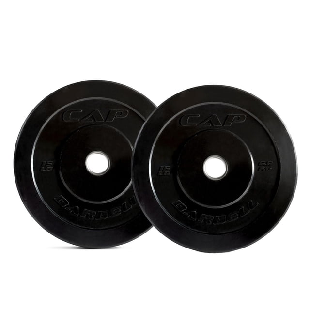 CAP Strength Olympic Rubber Bumper Plate Set, 15 lb Pair