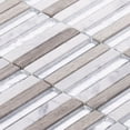 thumbnail image 3 of Modket TDH282NS TDH282NS Calacatta White Beige Marble Stone Silver Glass Stacked Mosaic Tile Backsplash, 3 of 5