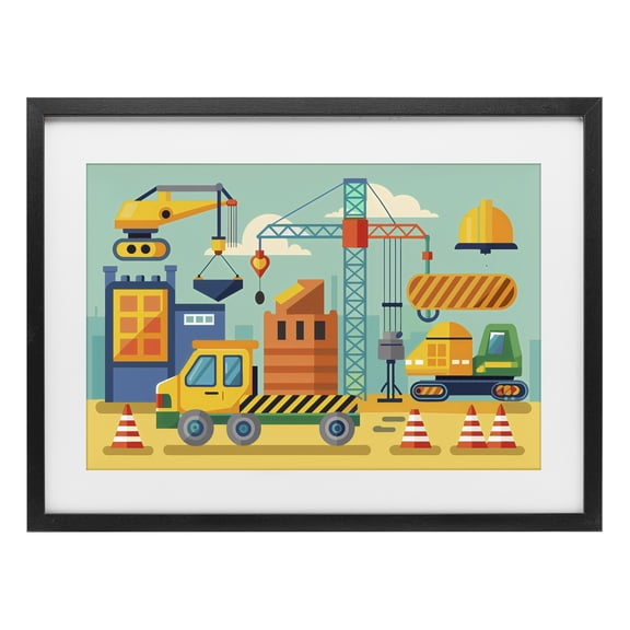 Stupell Industries Industrial Construction Site Black Framed Print Under Glass, design by Creative Studio