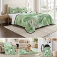 thumbnail image 5 of 3 Pieces Twin XL Quilt Set,Tropical Watercolor Plant Leaves Soft Bedding Sets with 1 Quilt & 2 Pillow Shams,Green Leaf Farm Wood Grain Summer Bedspread Lightweight Coverlet Comforter, 5 of 8