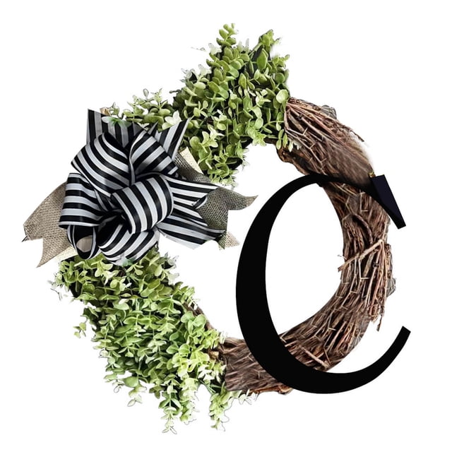 2 Packs 26 Last Name Letters All Year Round Wreaths, For Front Doors, Spring, Fall, Suitable for Wedding Decorations, Home Porches, Farmhouses, Yards, Garden Decorations, Gifts