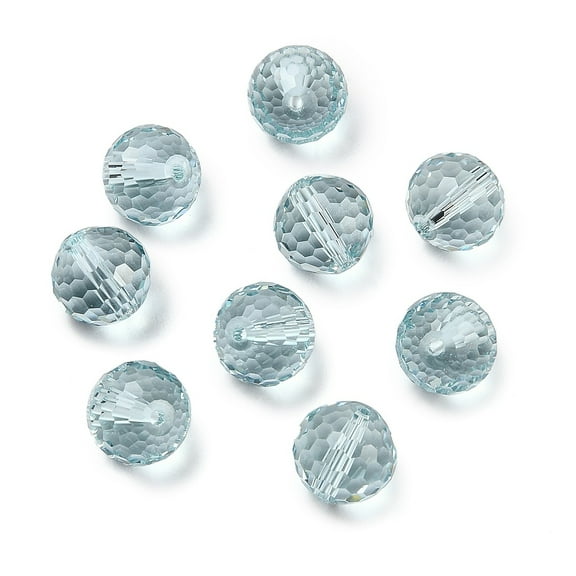 Glass K9 Glass Imitation Austrian Beads Faceted(128 Facets) Round Light Sky Blue 10mm Hole: 1.5mm