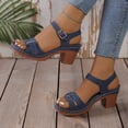 thumbnail image 5 of Yeciiwht Women's Chunky Heel Peep Toe Sandals - Adjustable Buckle Strap Plus Size Beach Sandals Comfortable Summer Casual Shoes, 5 of 9