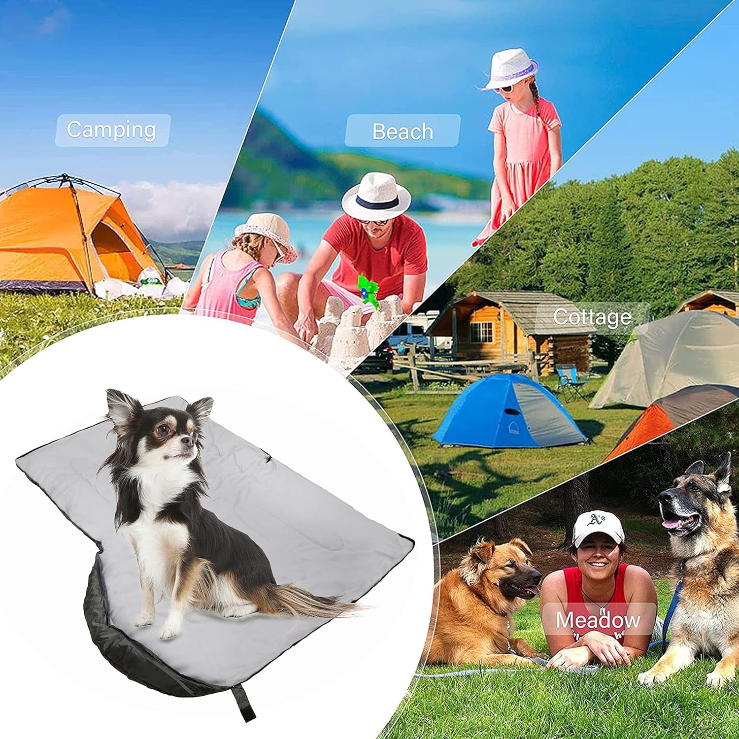 OROOTL Dog Sleeping Bag, Portable Travel Dog Bed Ultra Soft Waterproof Pet Bed with Storage Bag Warm Packable Dog Bed for Camping Hiking Backpacking(Grey)
