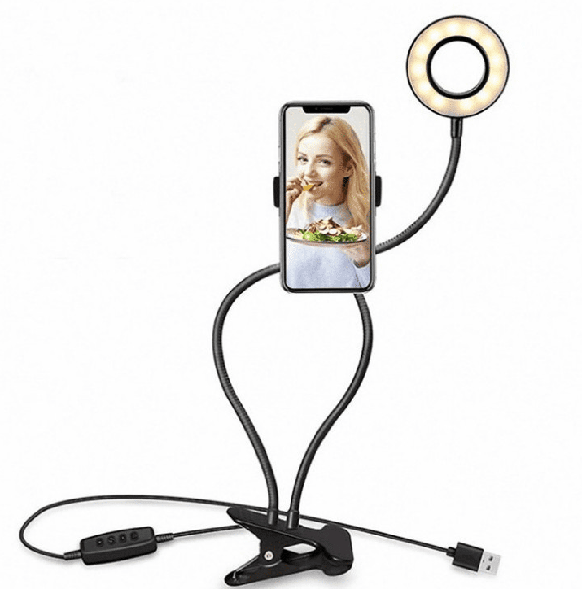 Clamp-On LED Ring Light with Adjustable Stand – Ideal for Streaming, Vlogging & Photography